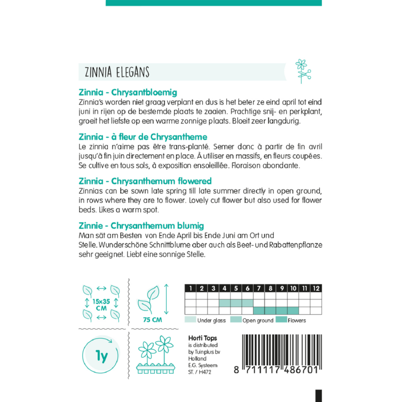 Horti Tops® Zinnia El. Chrysanthemum (Cactus) Flwd Mixed