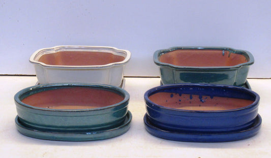 حوض بونزاي  bonsai pots + plates, 31-32 cm. 4 pcs per box