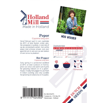 Holland Mill Pepper -Hot Var. - Cayenna Long Slim