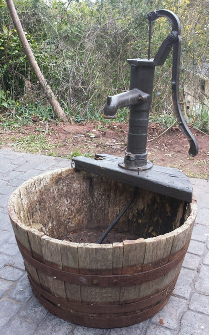Half barrel with iron pump