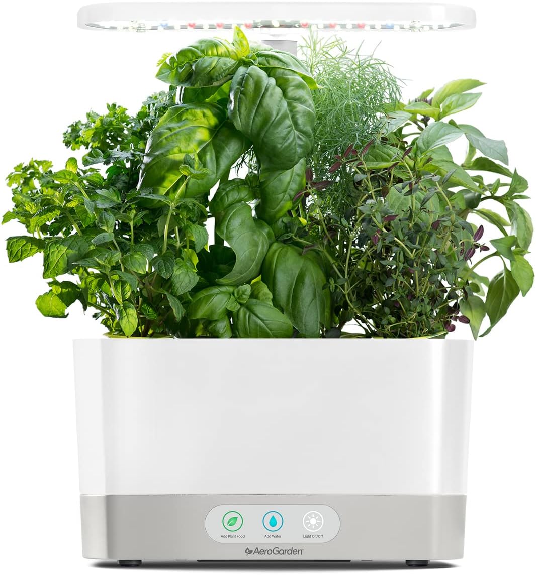 AeroGarden Harvest with Gourmet Herb Seed Pod Kit - Hydroponic Indoor Garden, White