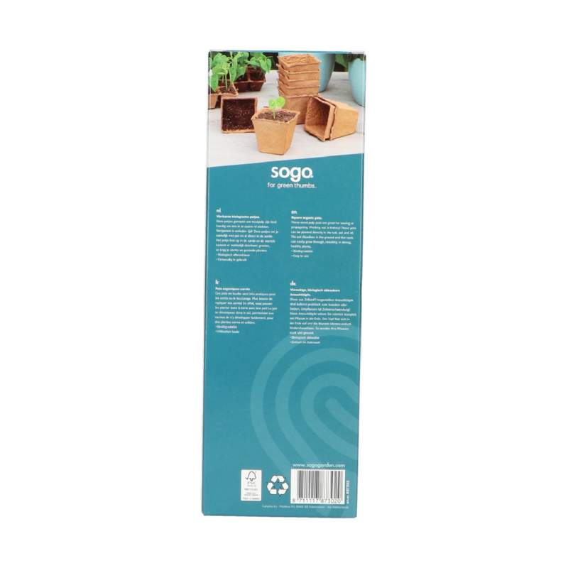 SOGO Biodegradable pots square 8cm 10pcs