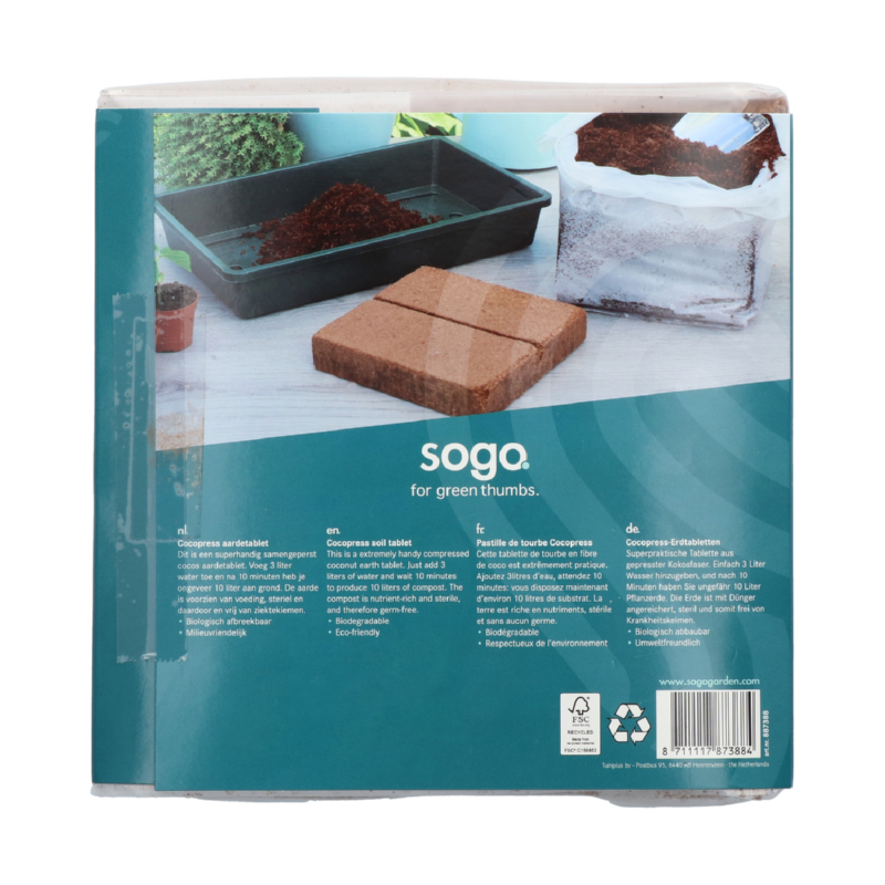 SOGO Compressed soil tablet 10L, 18x18cm