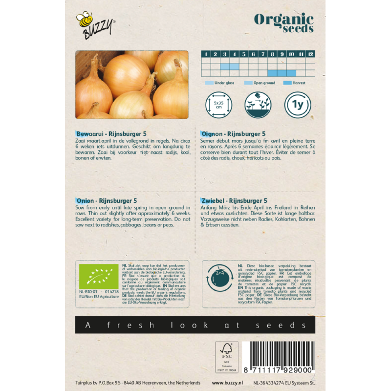 Buzzy® Organic Onion Rijnsburger 5 (BIO)