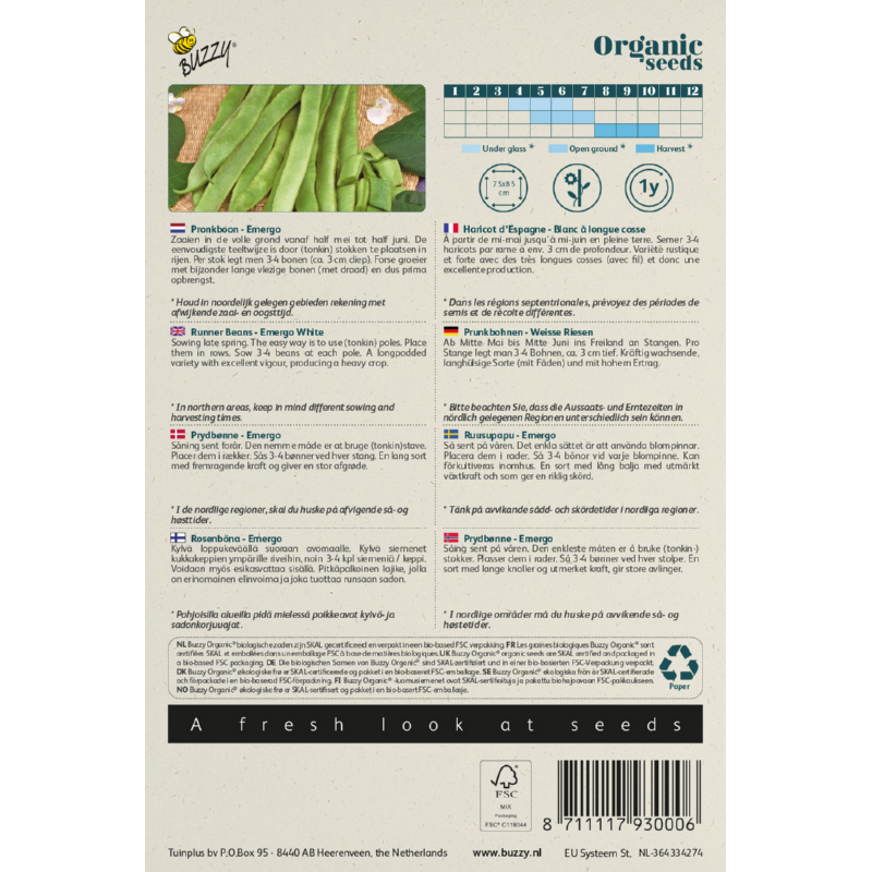 Buzzy® Organic Runner Beans Emergo White (BIO)