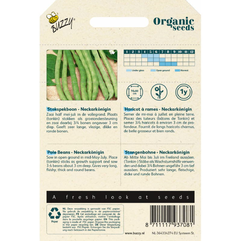 Buzzy® Organic Pole Beans Neckarkoningin 50g (BIO)